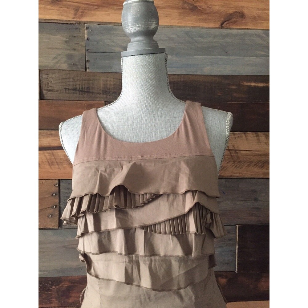 BCBG MAXAZRIA Sleeveless mocha Sheath Ruffle Tiered Dress size 6 B317 - Picture 6 of 12
